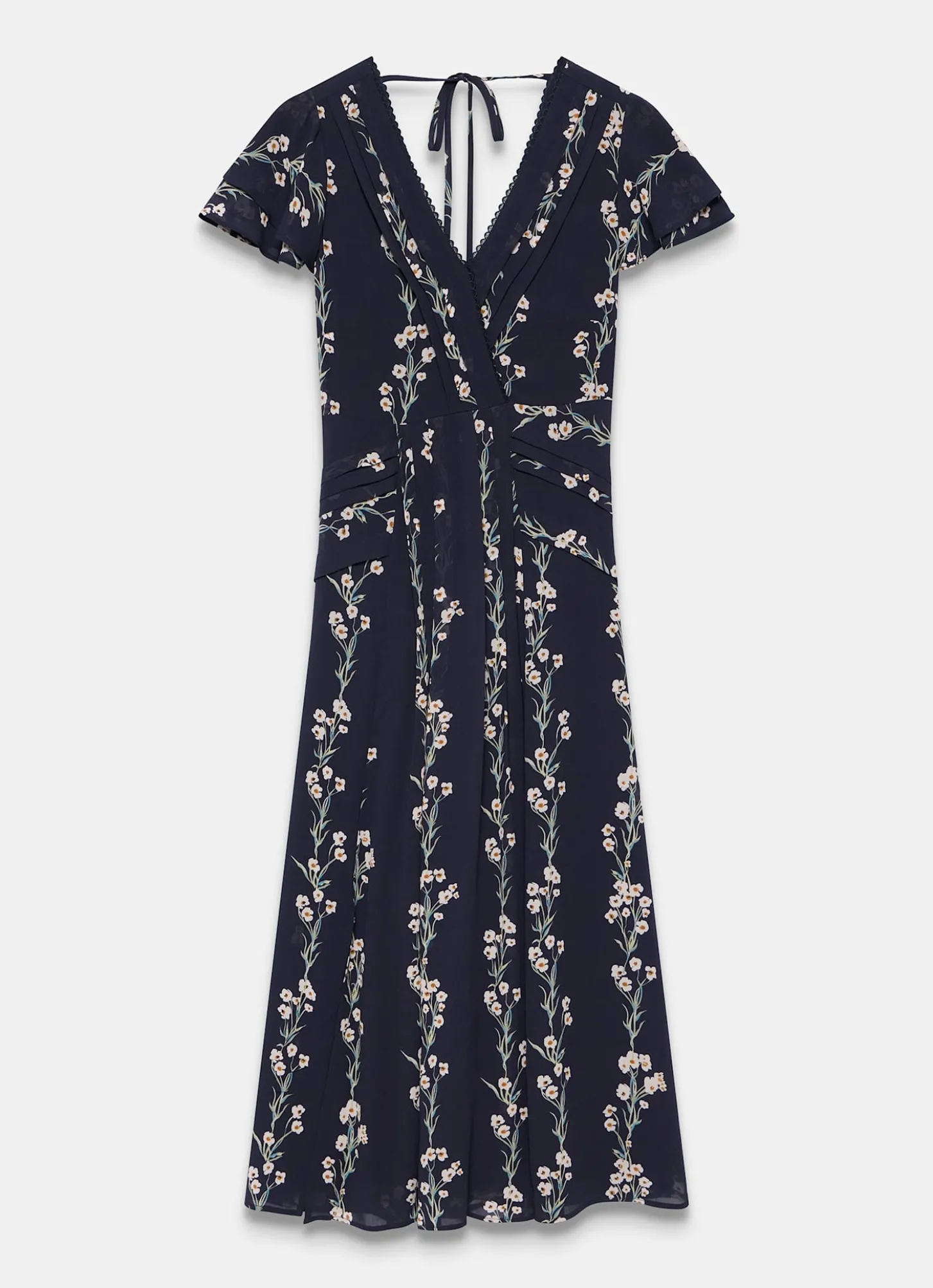 Navy Floral Print Midi Dress