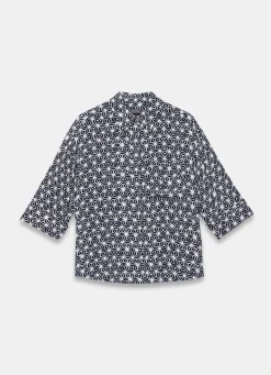 Navy Geometric Print Resort Shirt