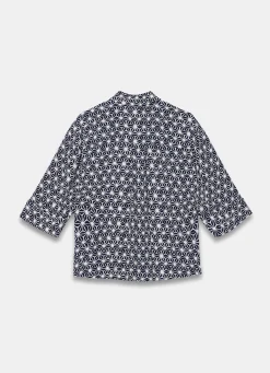 Navy Geometric Print Resort Shirt