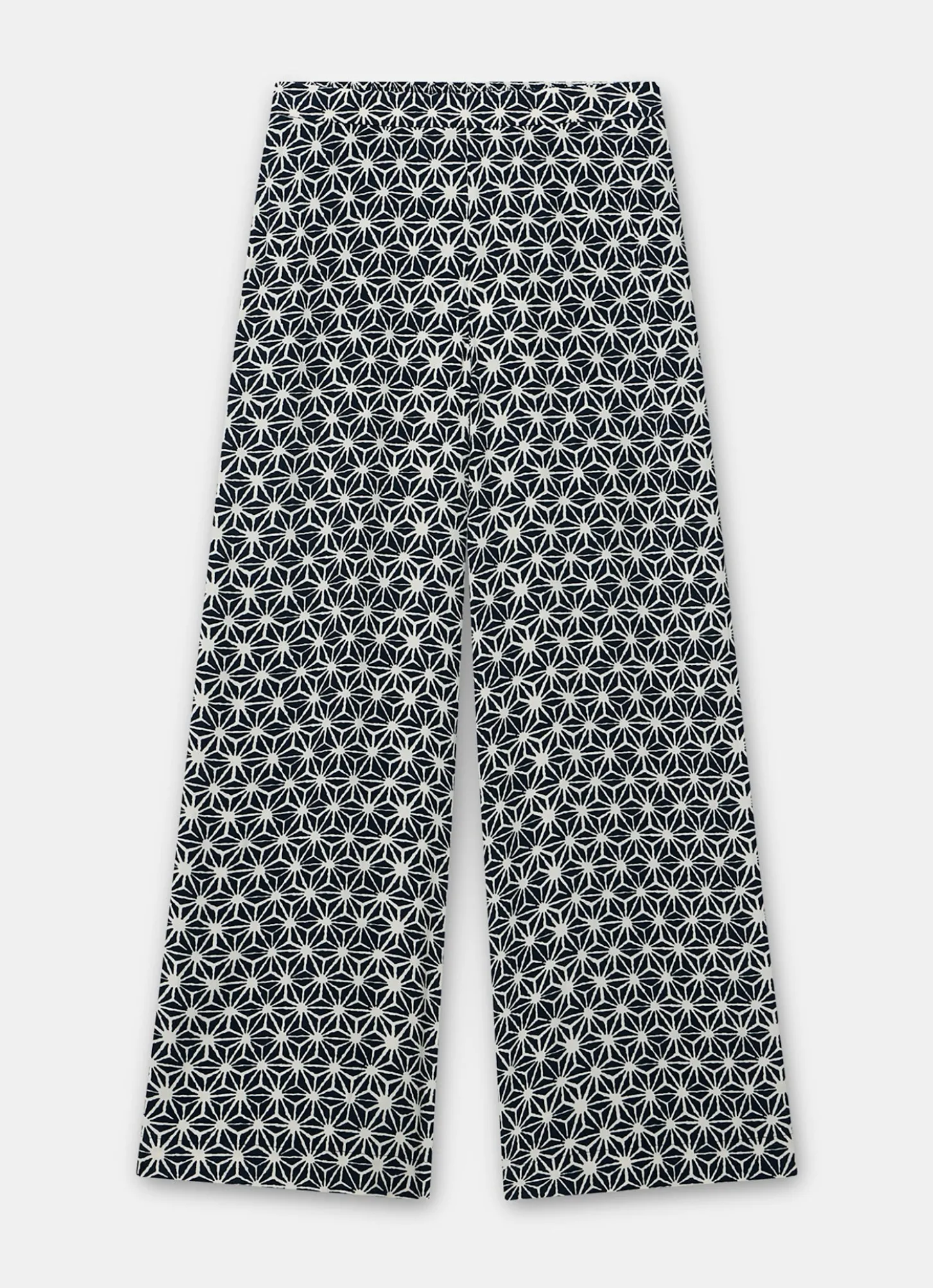 Navy Geometric Print Wide Trousers