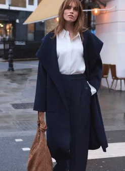 Navy Hand Finished Double Breasted Coat