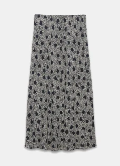 Navy Heart Print Maxi Skirt