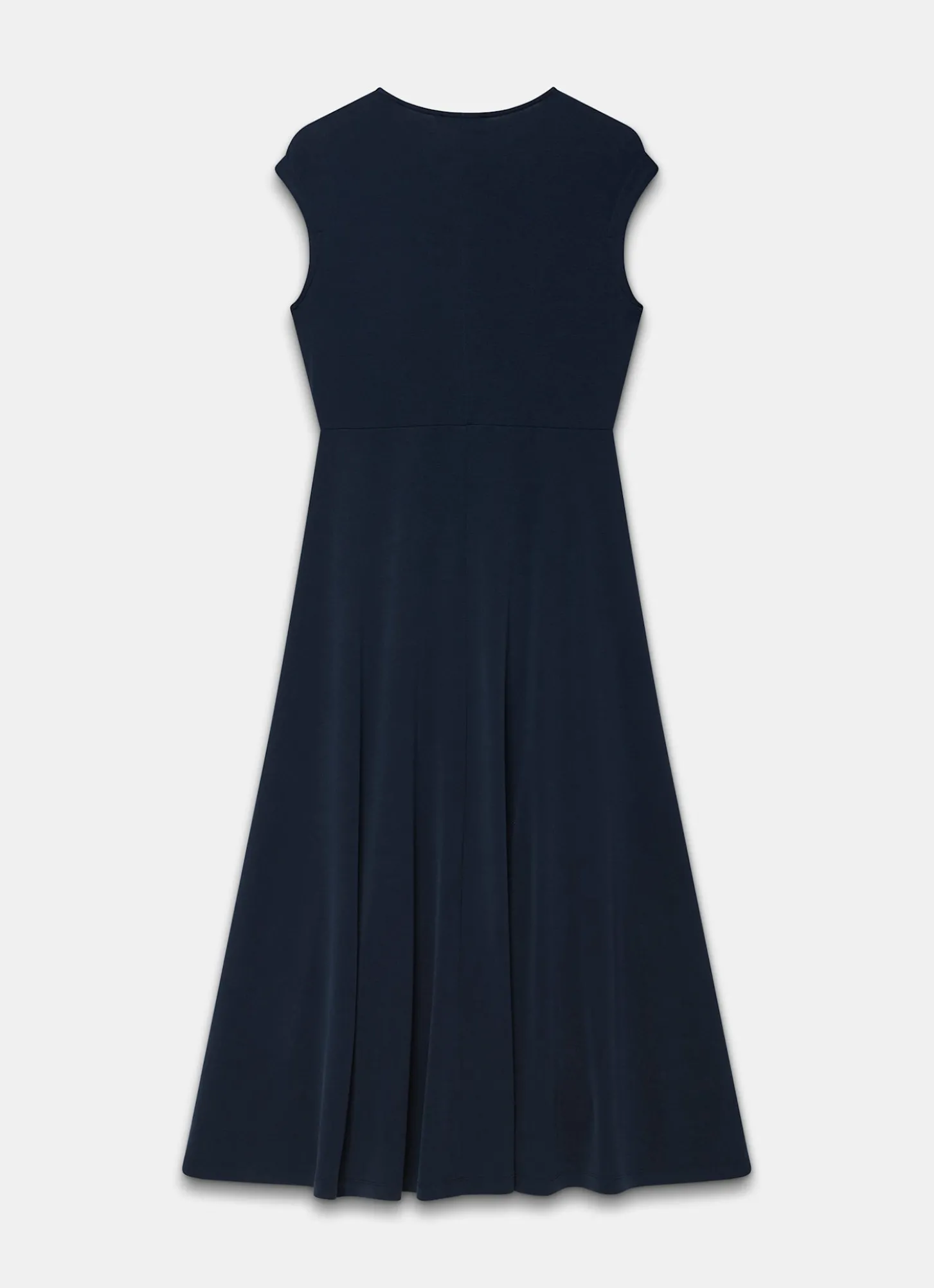 Navy Jersey Asymmetric Midi Dress