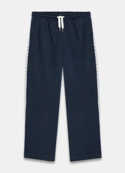 Navy Jersey Crochet Trim Wide Joggers