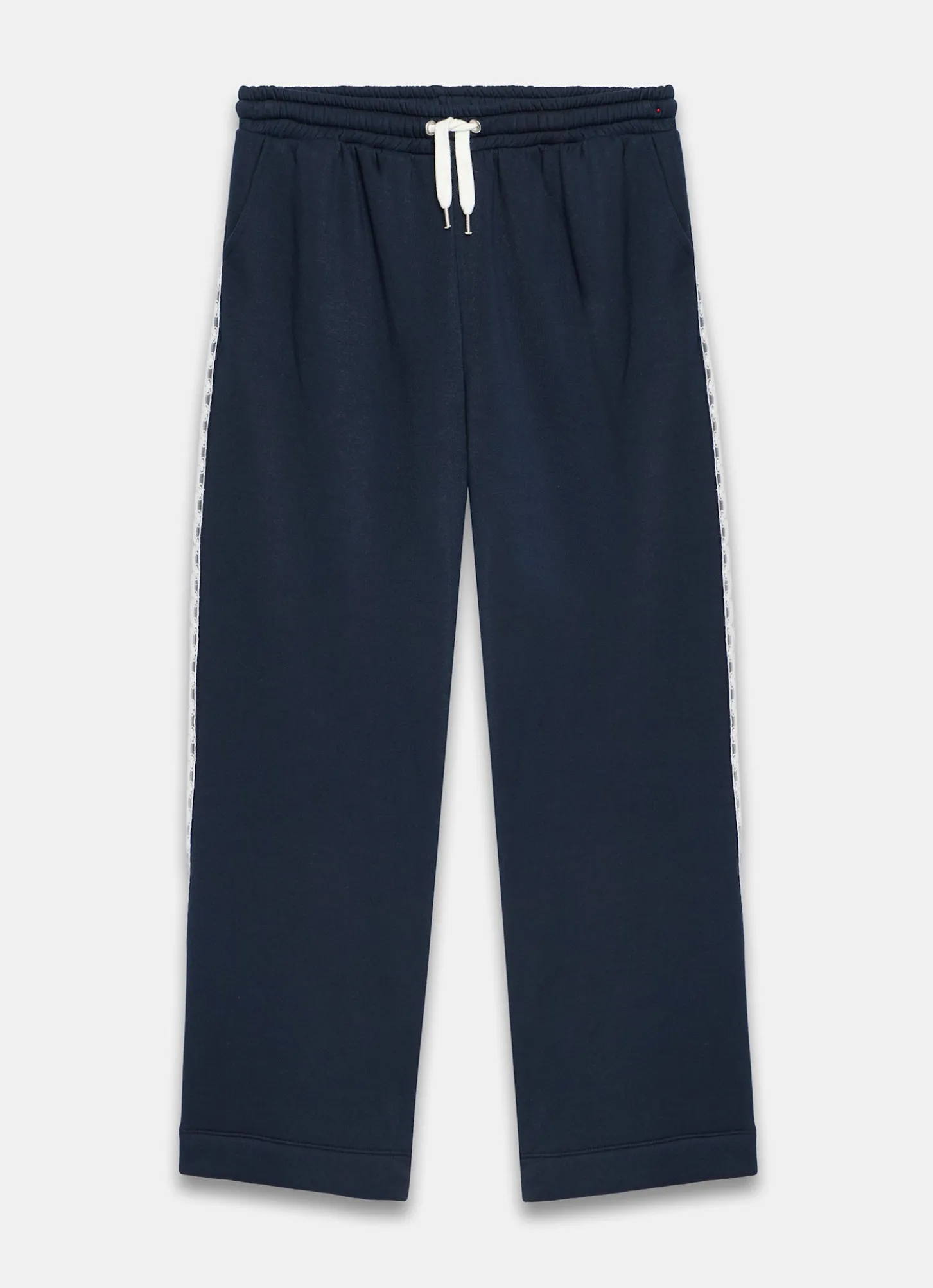 Navy Jersey Crochet Trim Wide Joggers