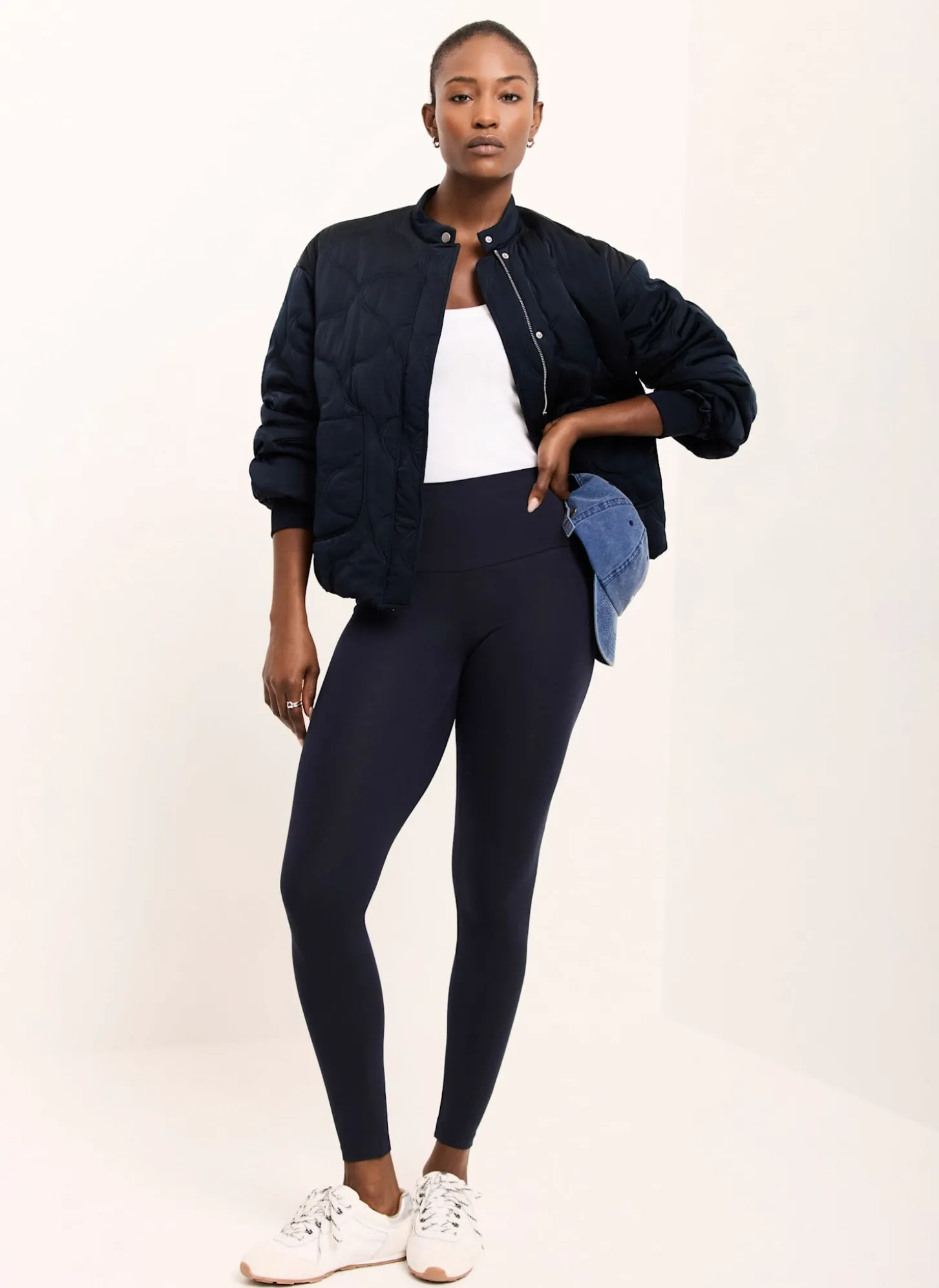 Navy Jersey Straight Leggings
