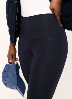 Navy Jersey Straight Leggings