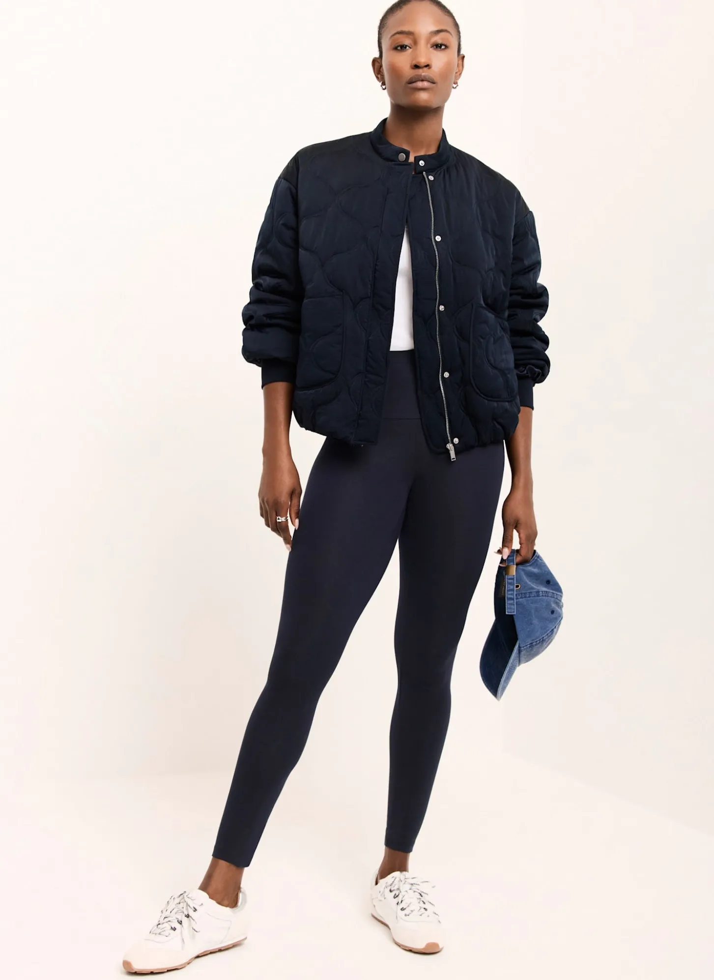 Navy Jersey Straight Leggings
