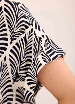 Navy Leaf Print Resort Shirt