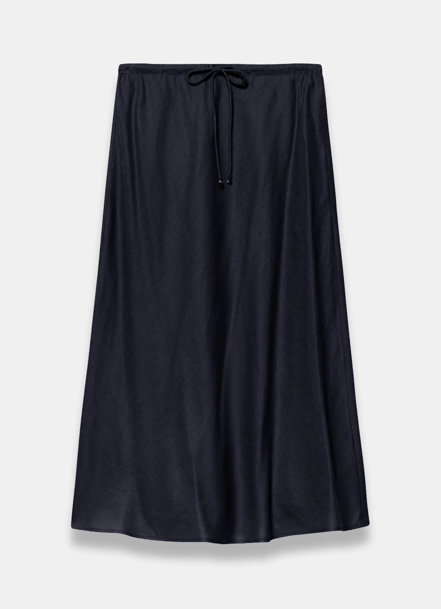 Navy Linen Midi Skirt