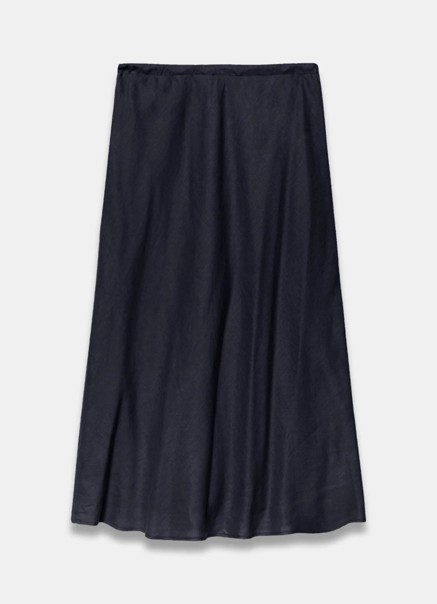 Navy Linen Midi Skirt