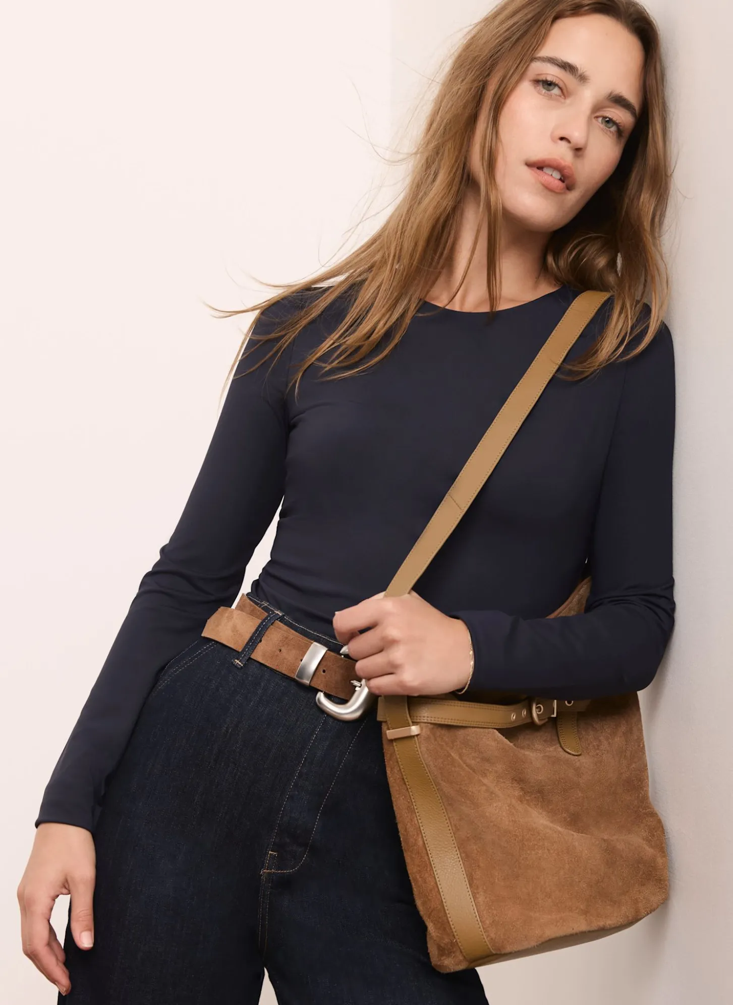 Navy Long Sleeve Layering Top