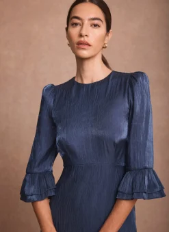 Navy Metallic Midi Dress