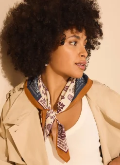 Navy Paisley Print Scarf