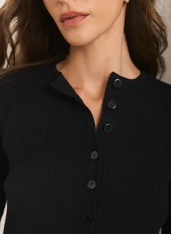 Navy Peplum Knit Cardigan