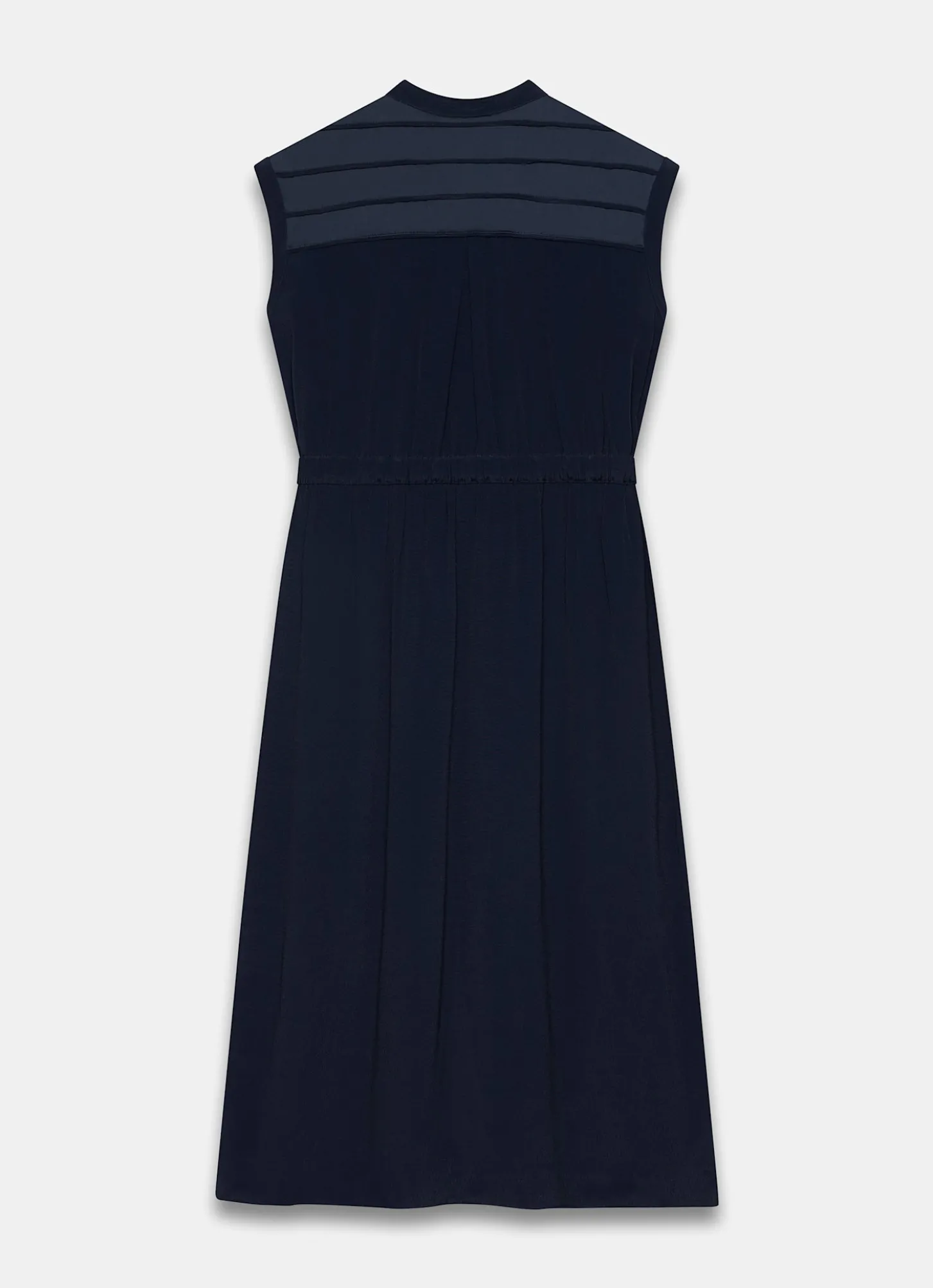 Navy Satin Utility Midi Dress