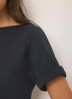 Navy Slash Neck T Shirt