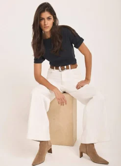 Navy Slash Neck T Shirt