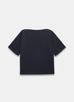 Navy Slash Neck T Shirt