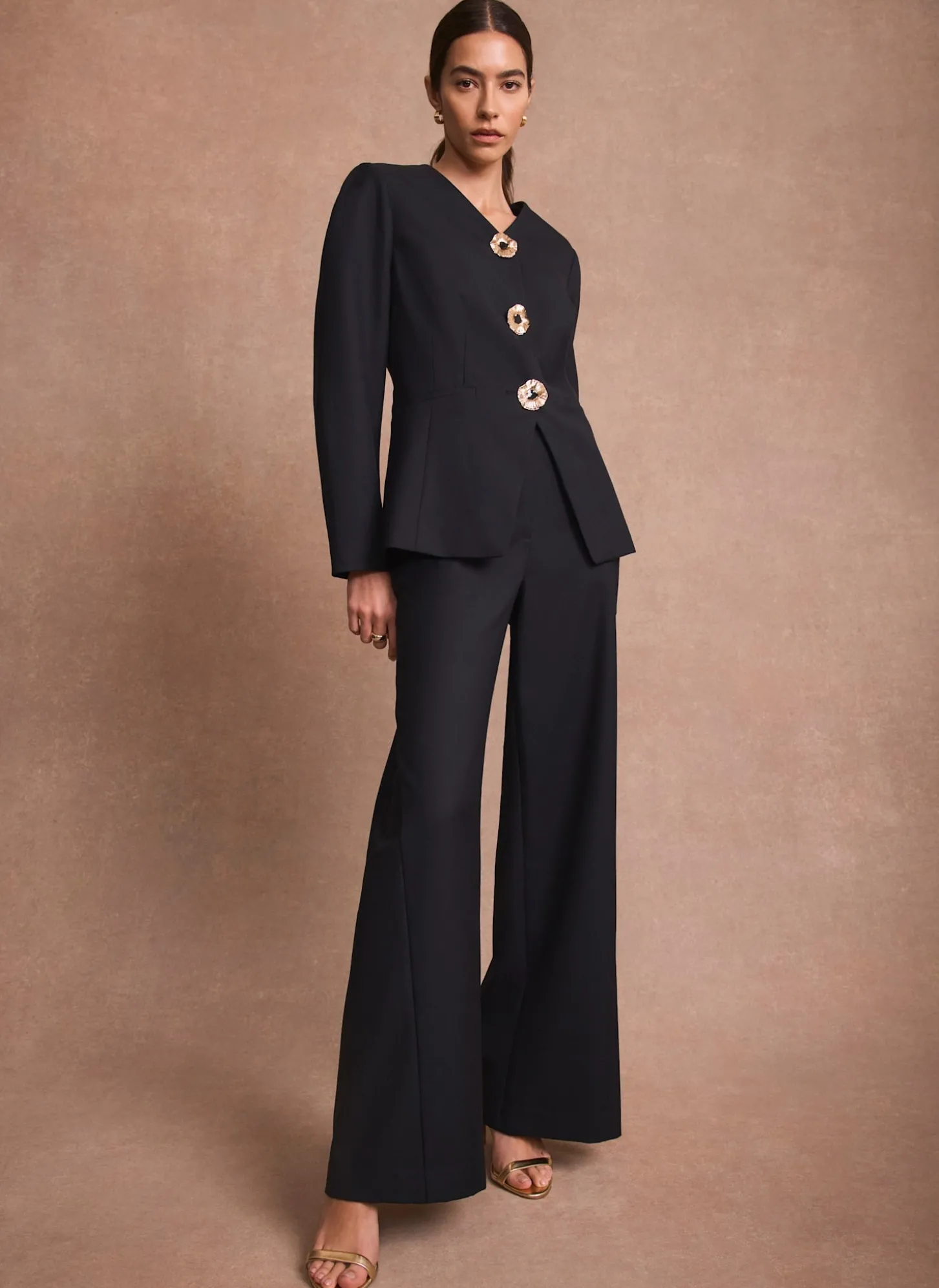 Navy Statement Button Sculpted Jacket