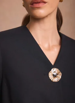 Navy Statement Button Sculpted Jacket