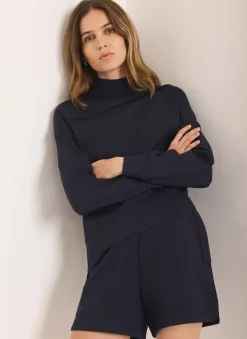 Navy Super Soft Asymmetric Detail Sweatshirt