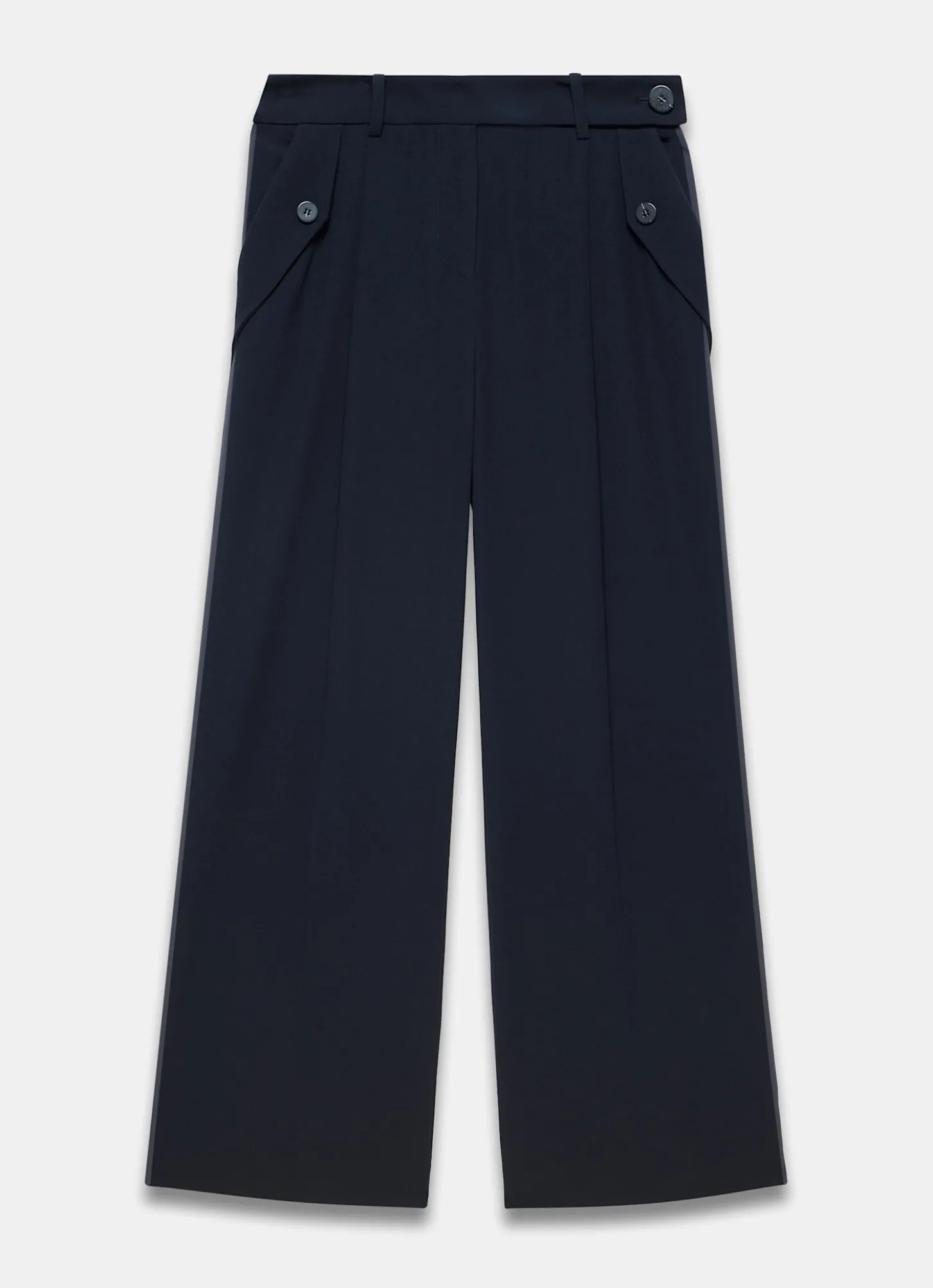 Navy Tailored Wide Trousers