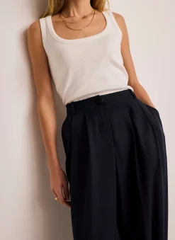 Navy Tapered Balloon Trousers
