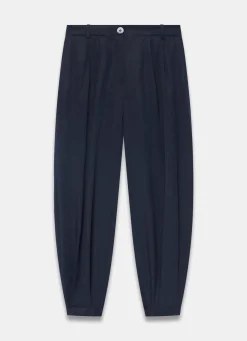 Navy Tapered Balloon Trousers
