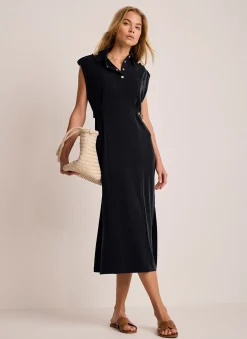 Navy Utility Midi Dress