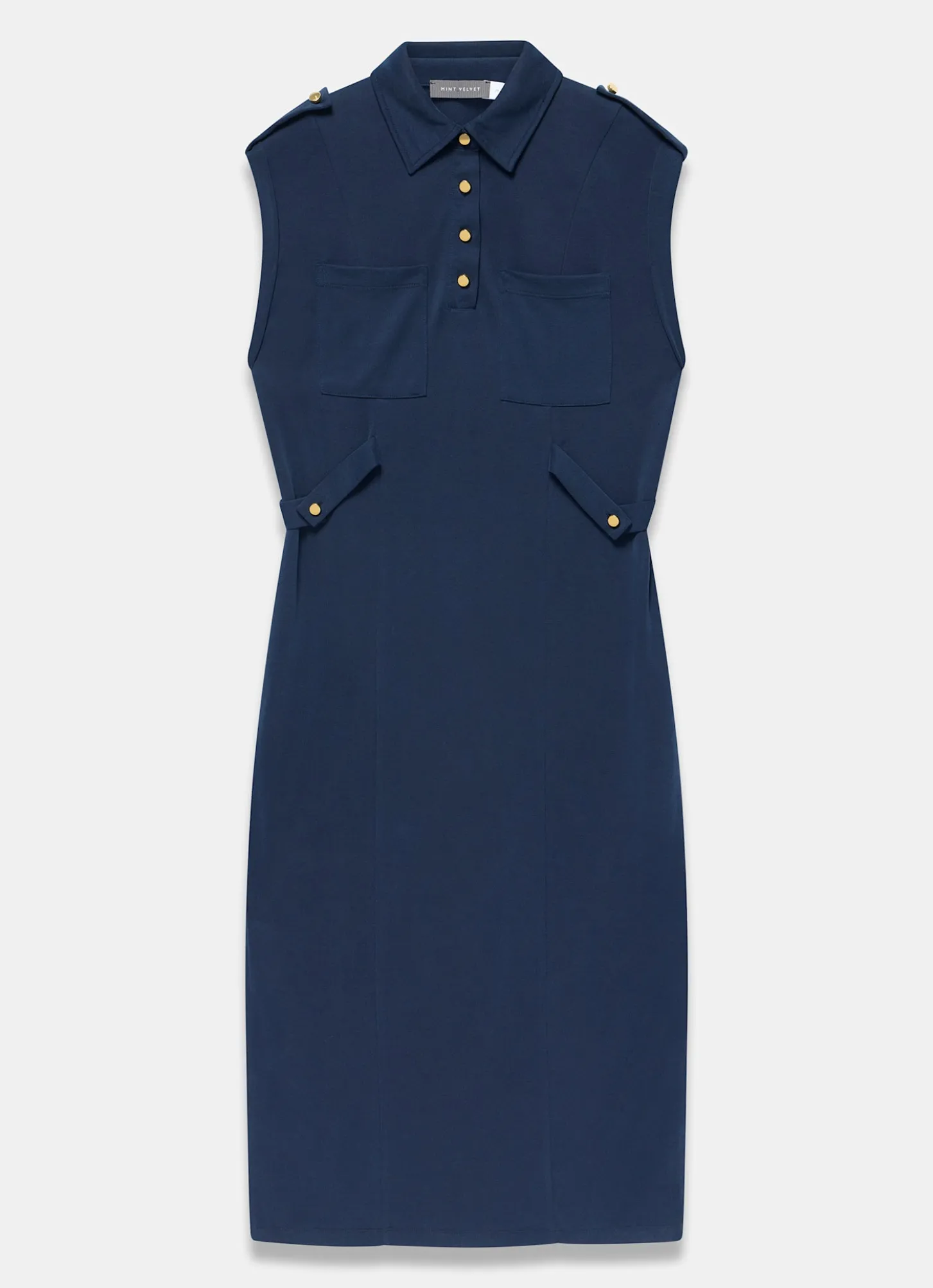 Navy Utility Midi Dress