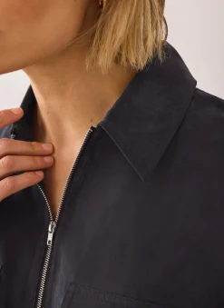 Navy Zip Detail Blouse