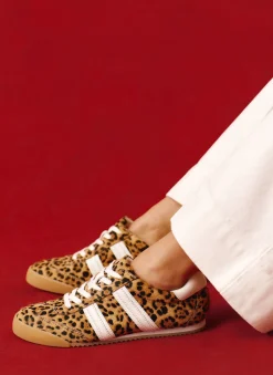 Nelle Leopard Print Textured Trainers