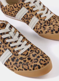 Nelle Leopard Print Textured Trainers