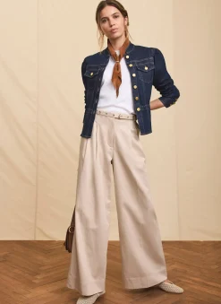 Neutral Belted Wide Trousers
