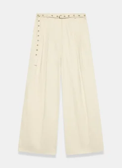Neutral Belted Wide Trousers