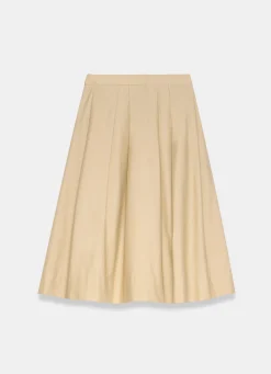 Neutral Cotton A Line Midi Skirt
