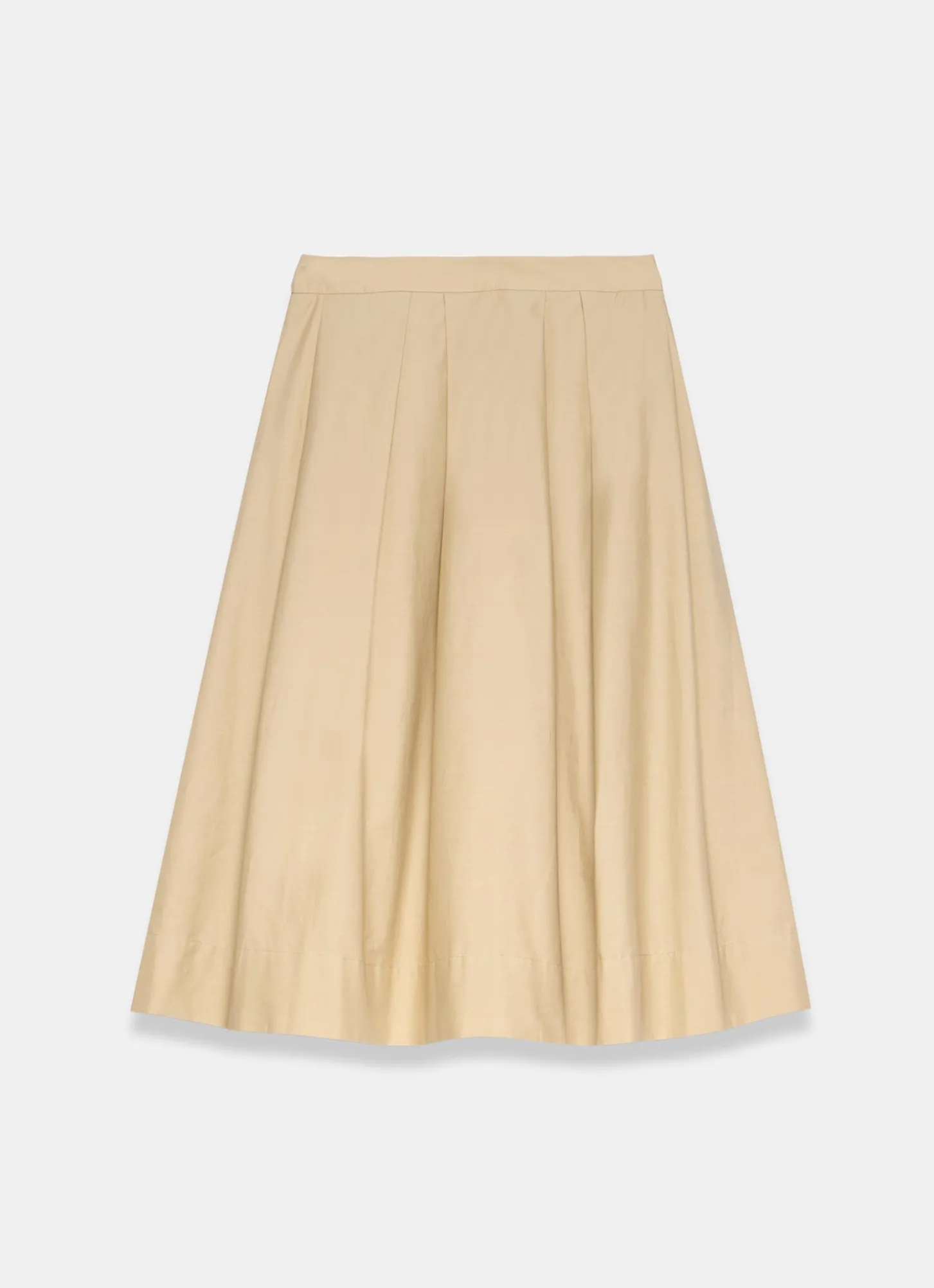 Neutral Cotton A Line Midi Skirt