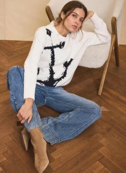 Neutral Cotton Blend Anchor Jumper