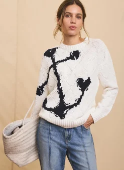 Neutral Cotton Blend Anchor Jumper