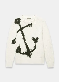 Neutral Cotton Blend Anchor Jumper