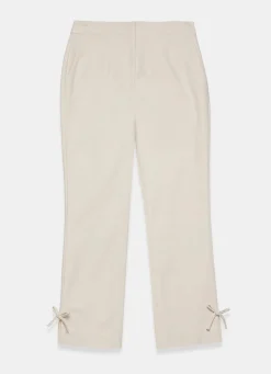 Neutral Cotton Blend Capri Trousers