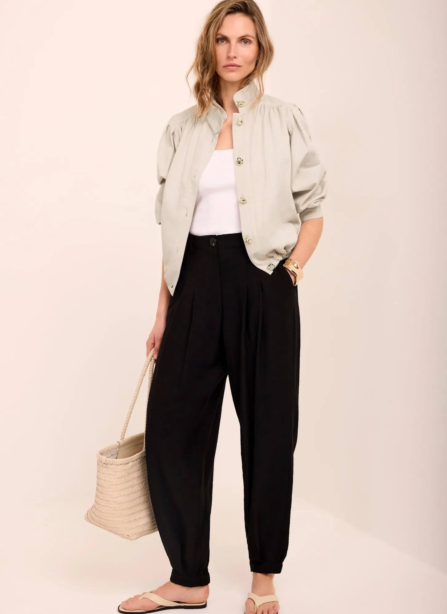 Neutral Cotton Blend Jacket