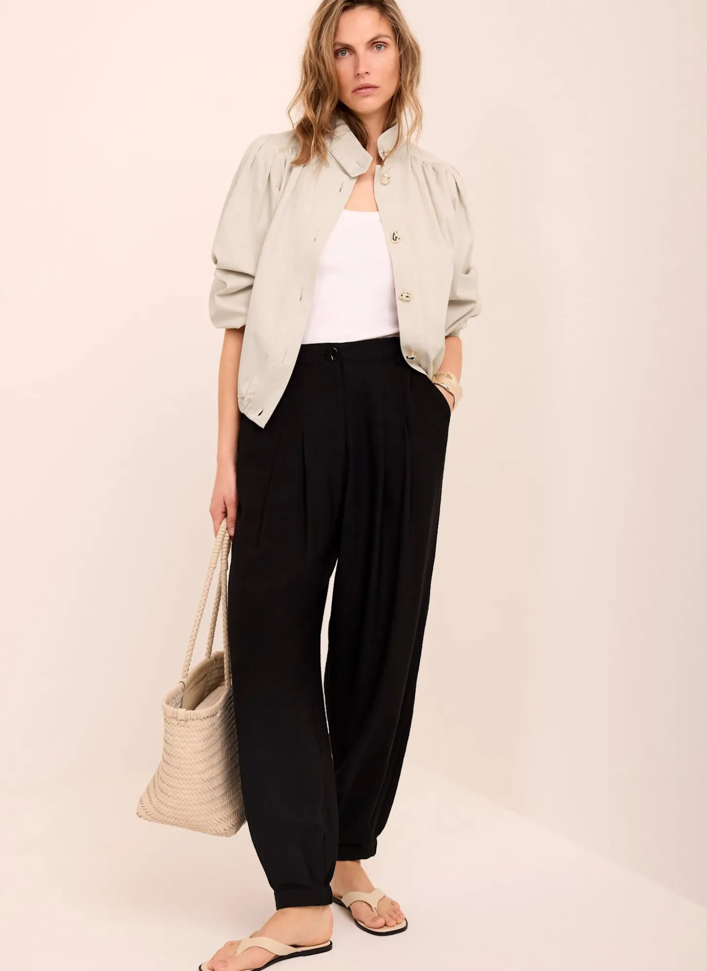 Neutral Cotton Blend Jacket