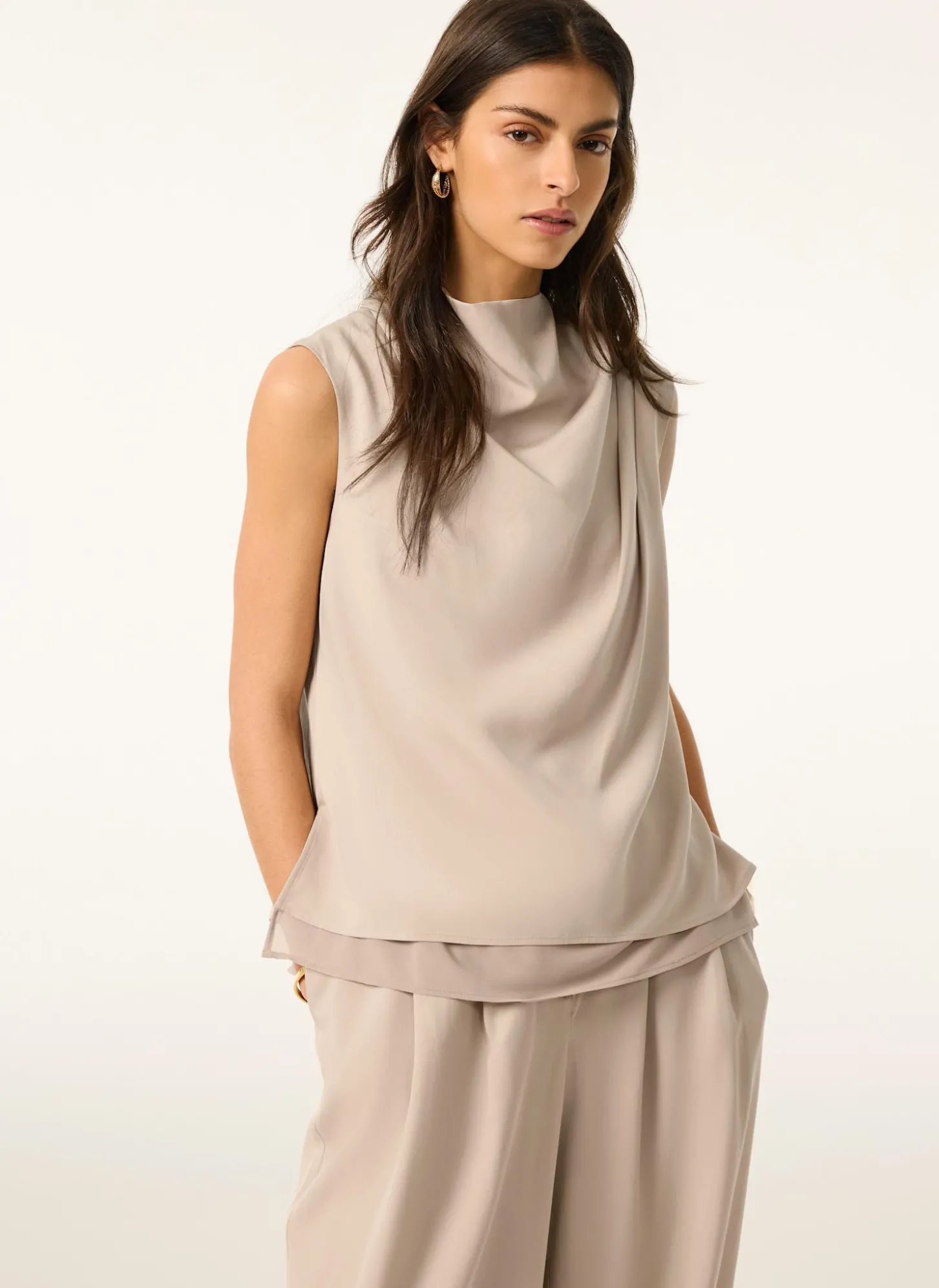 Neutral Cowl Neck Top