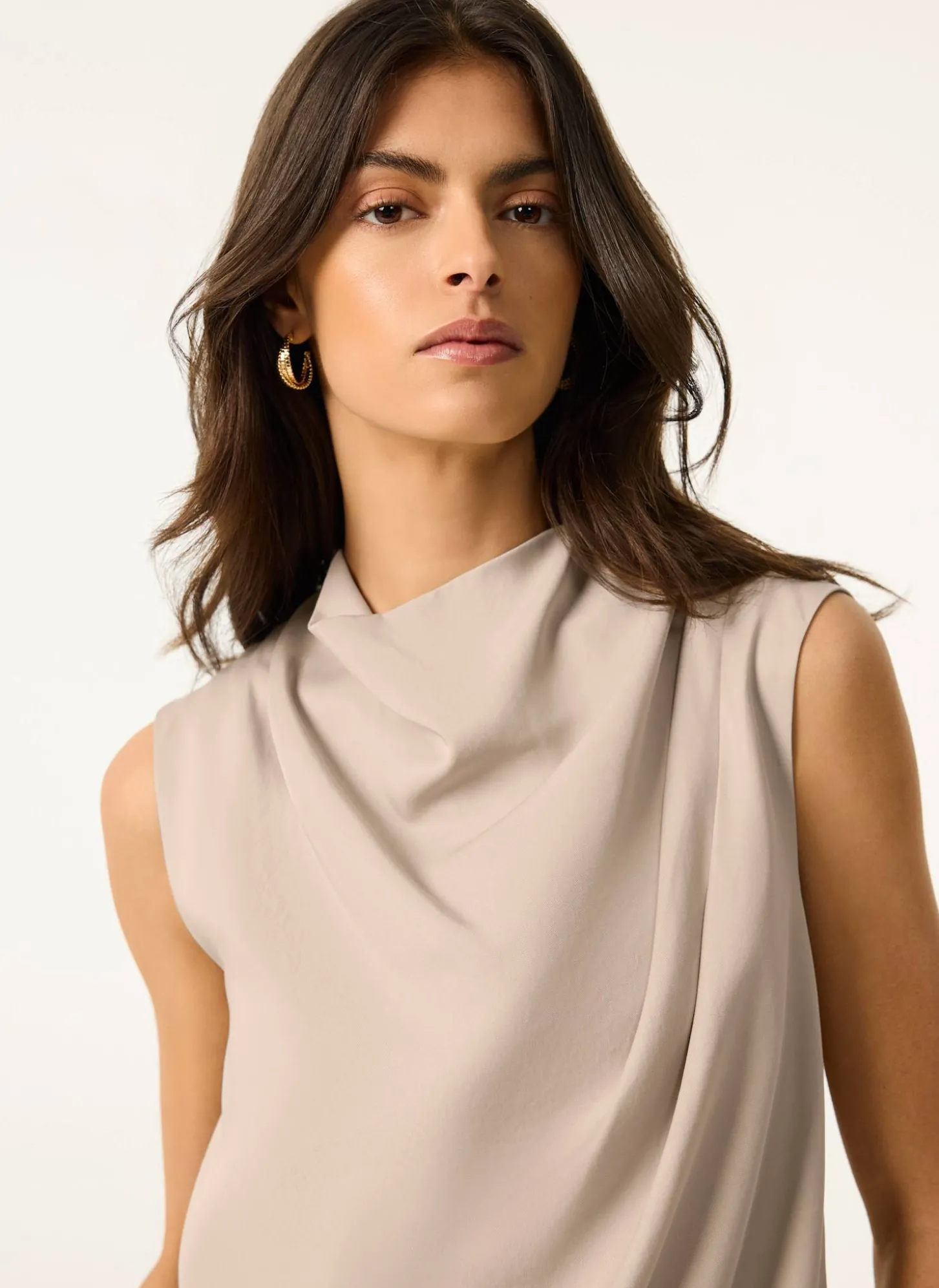 Neutral Cowl Neck Top