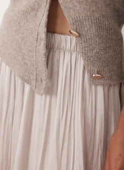 Neutral Crinkle Maxi Skirt