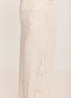 Neutral Crochet Paisley Midi Skirt
