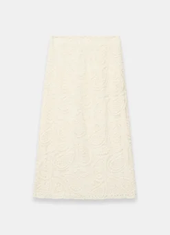Neutral Crochet Paisley Midi Skirt