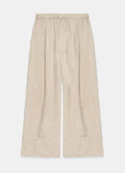 Neutral Drawstring Wide Leg Trousers